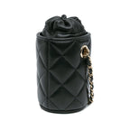 Black Leather Chanel Bucket Bag
