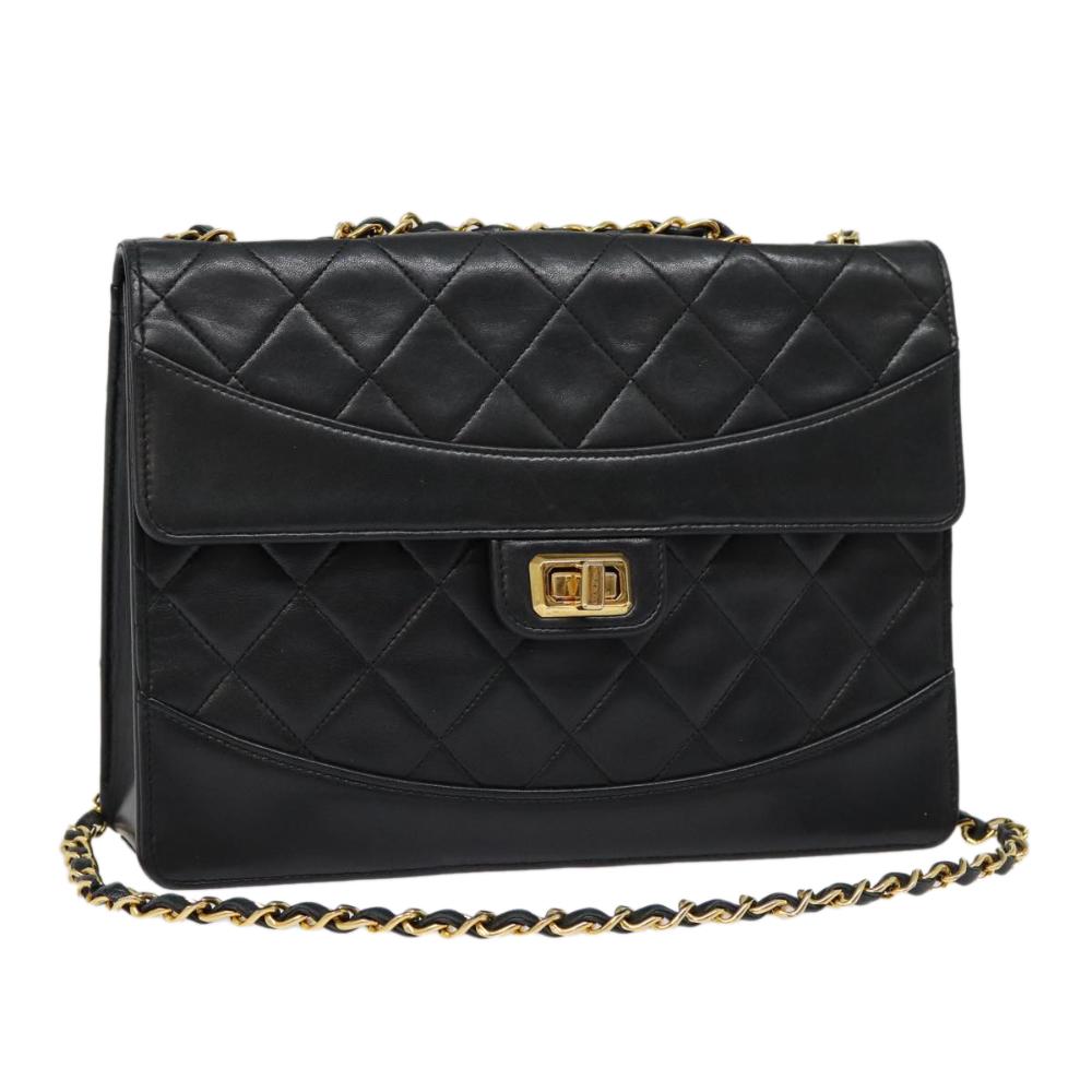 Black Leather Chanel Flap Bag