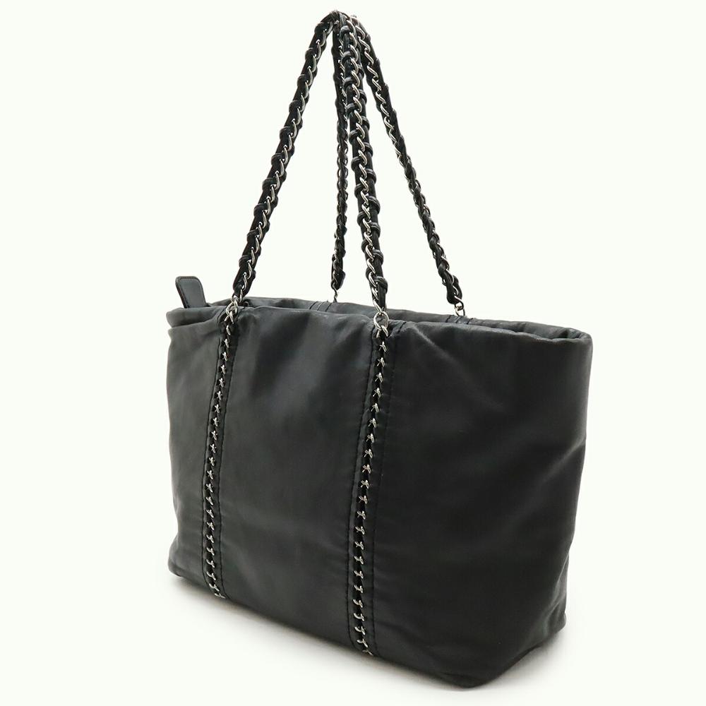 Black Leather Chanel Shoulder Bag