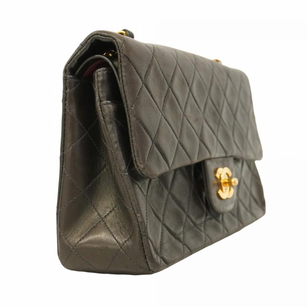 Black Leather Chanel Flap Bag