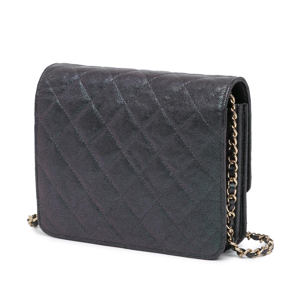 Black Leather Chanel Wallet On Chain