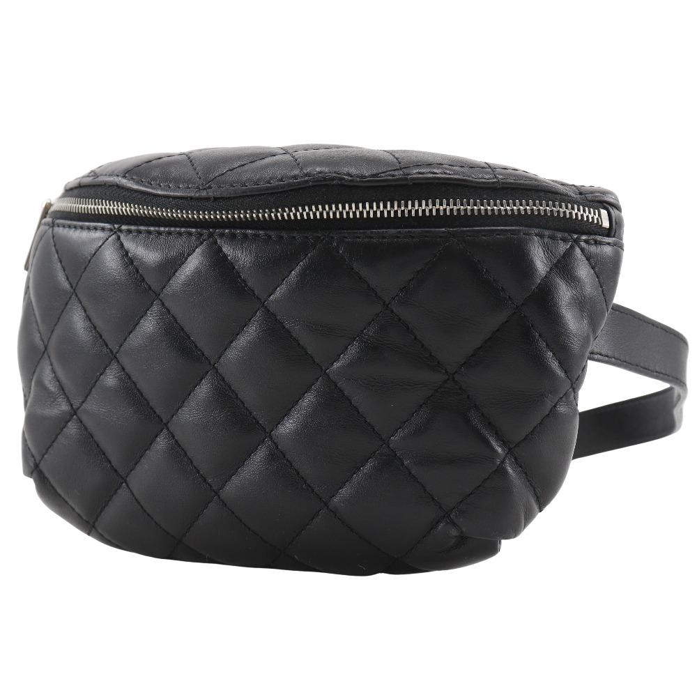 Black Leather Chanel Belt Bag