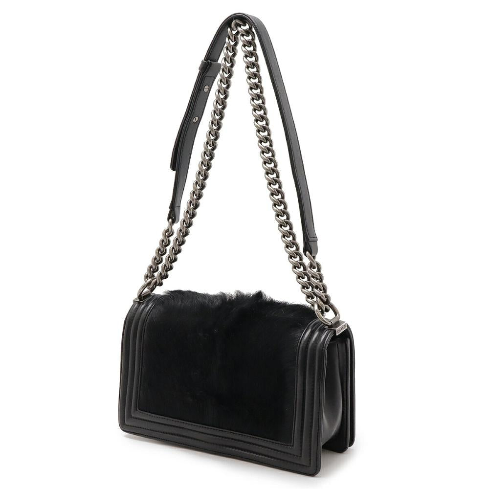 Black Leather Chanel Shoulder Bag