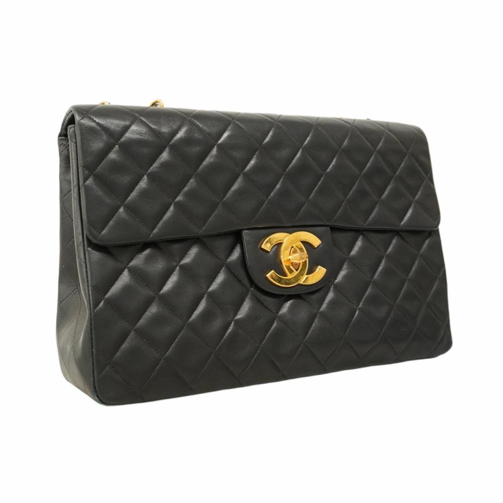 Black Leather Chanel Shoulder Bag