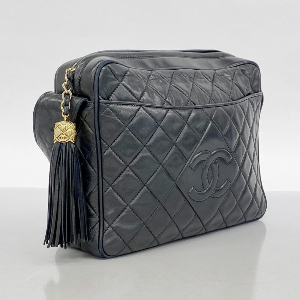 Black Leather Chanel Shoulder Bag