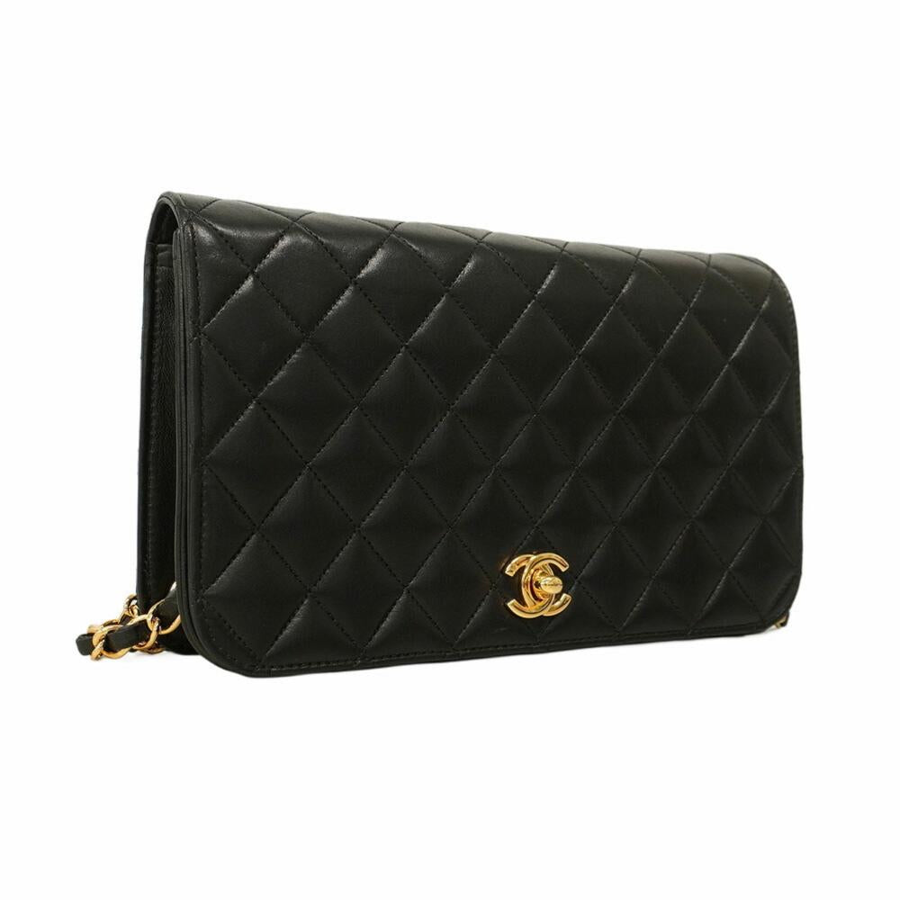 Black Leather Chanel Shoulder Bag
