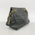 Black Leather Chanel Shoulder Bag