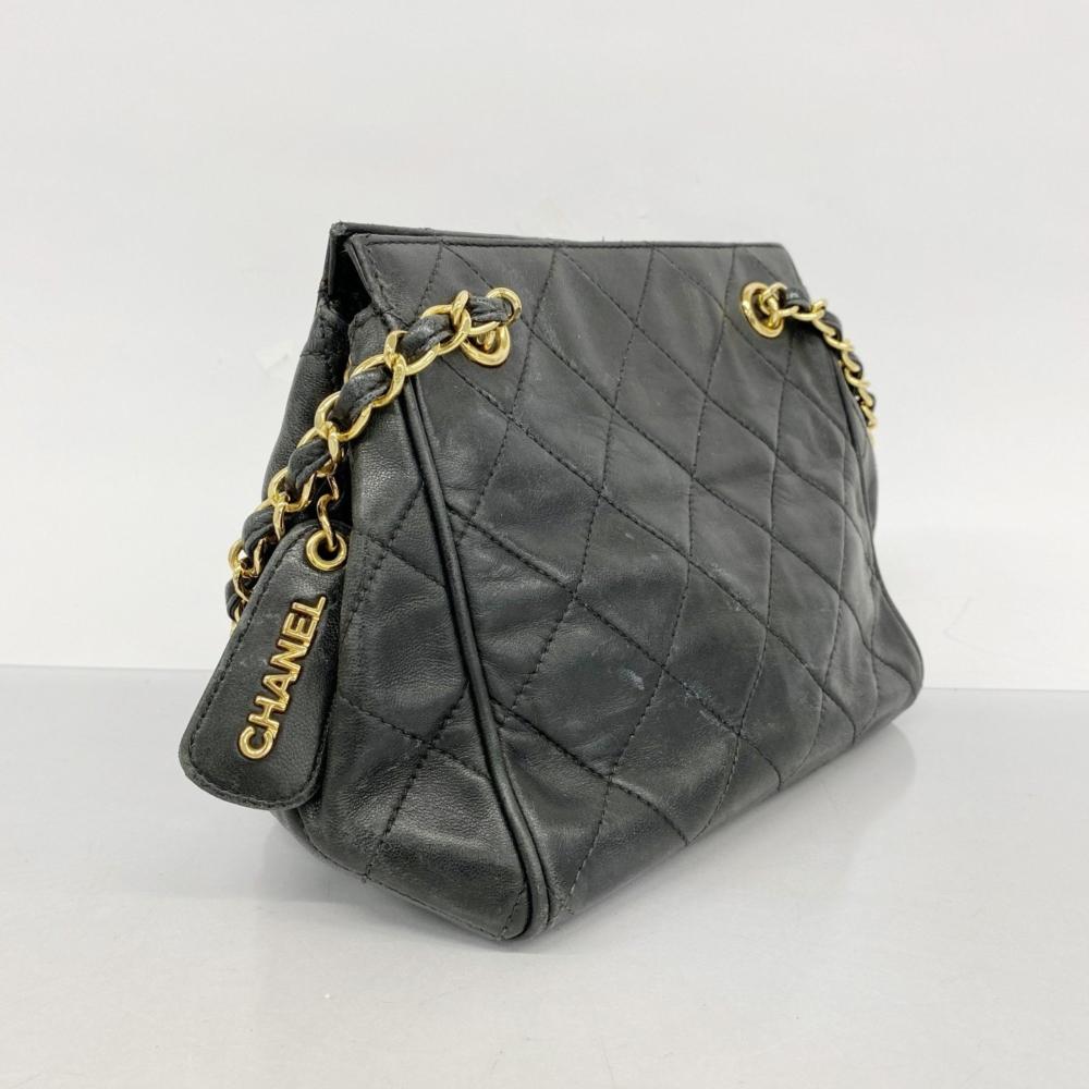 Black Leather Chanel Shoulder Bag