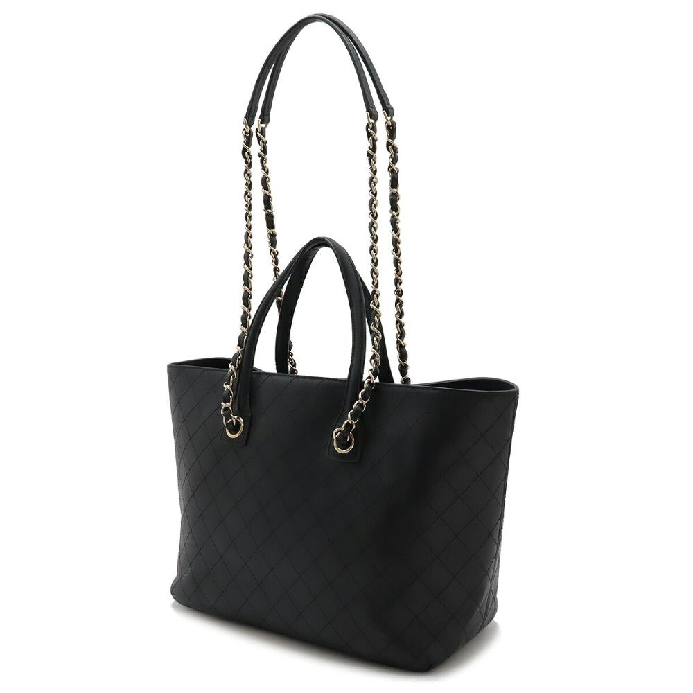 Black Leather Chanel Shoulder Bag