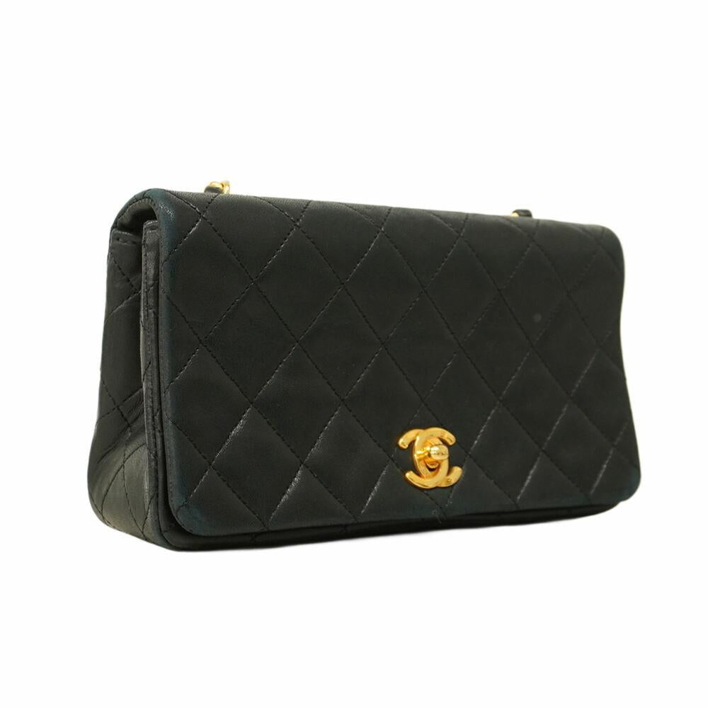 Black Leather Chanel Shoulder Bag
