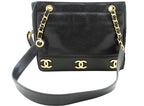 Black Leather Chanel Shoulder Bag