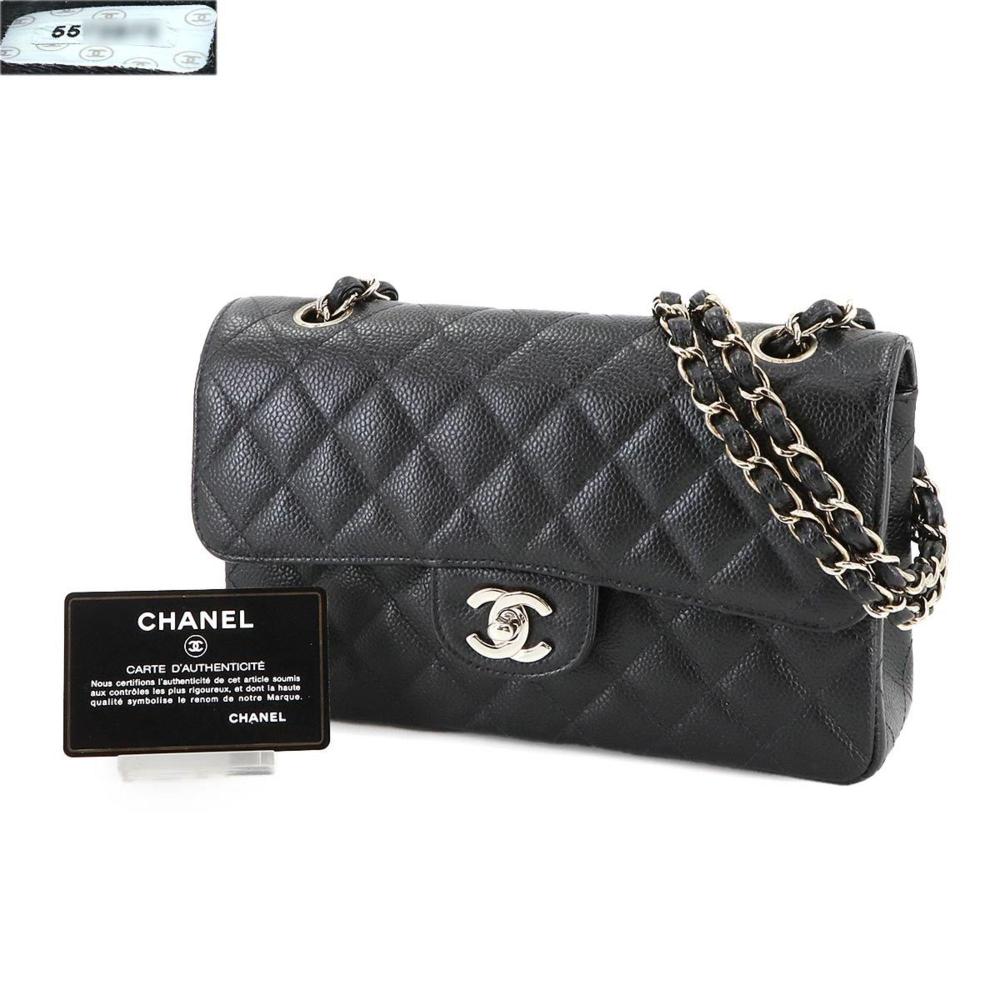 Black Leather Chanel Shoulder Bag