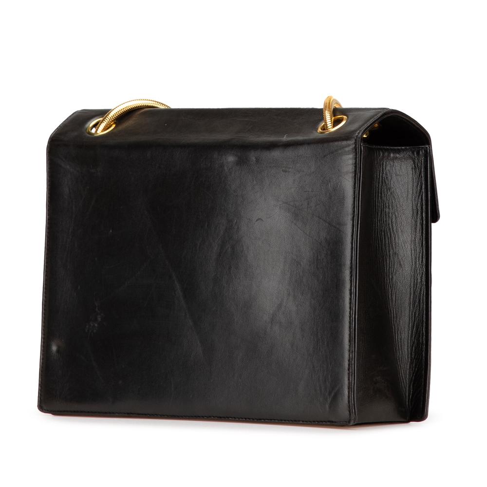 Black Leather Chanel Flap Bag