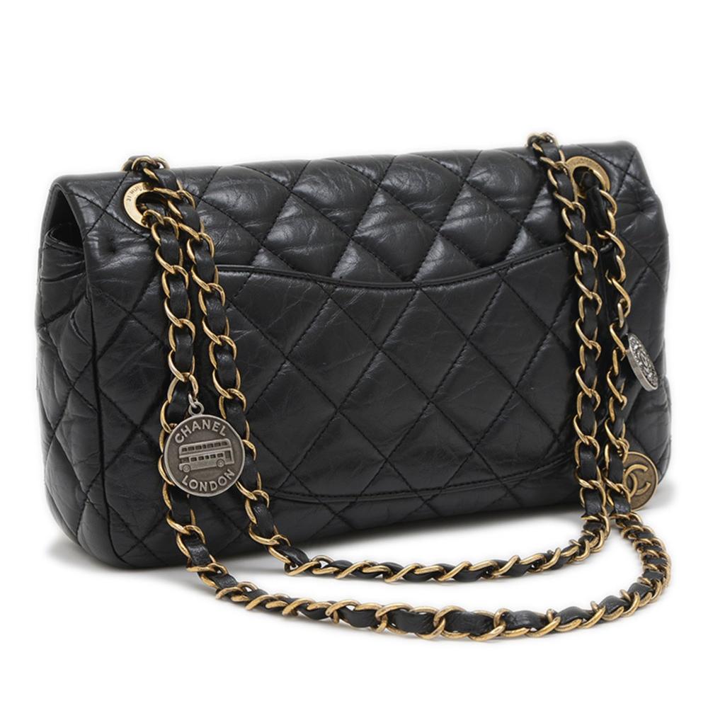 Black Leather Chanel Shoulder Bag