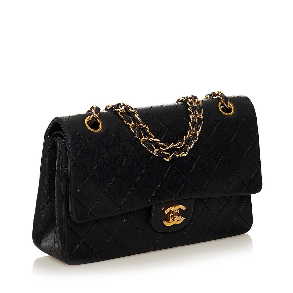 Black Leather Chanel Flap Bag