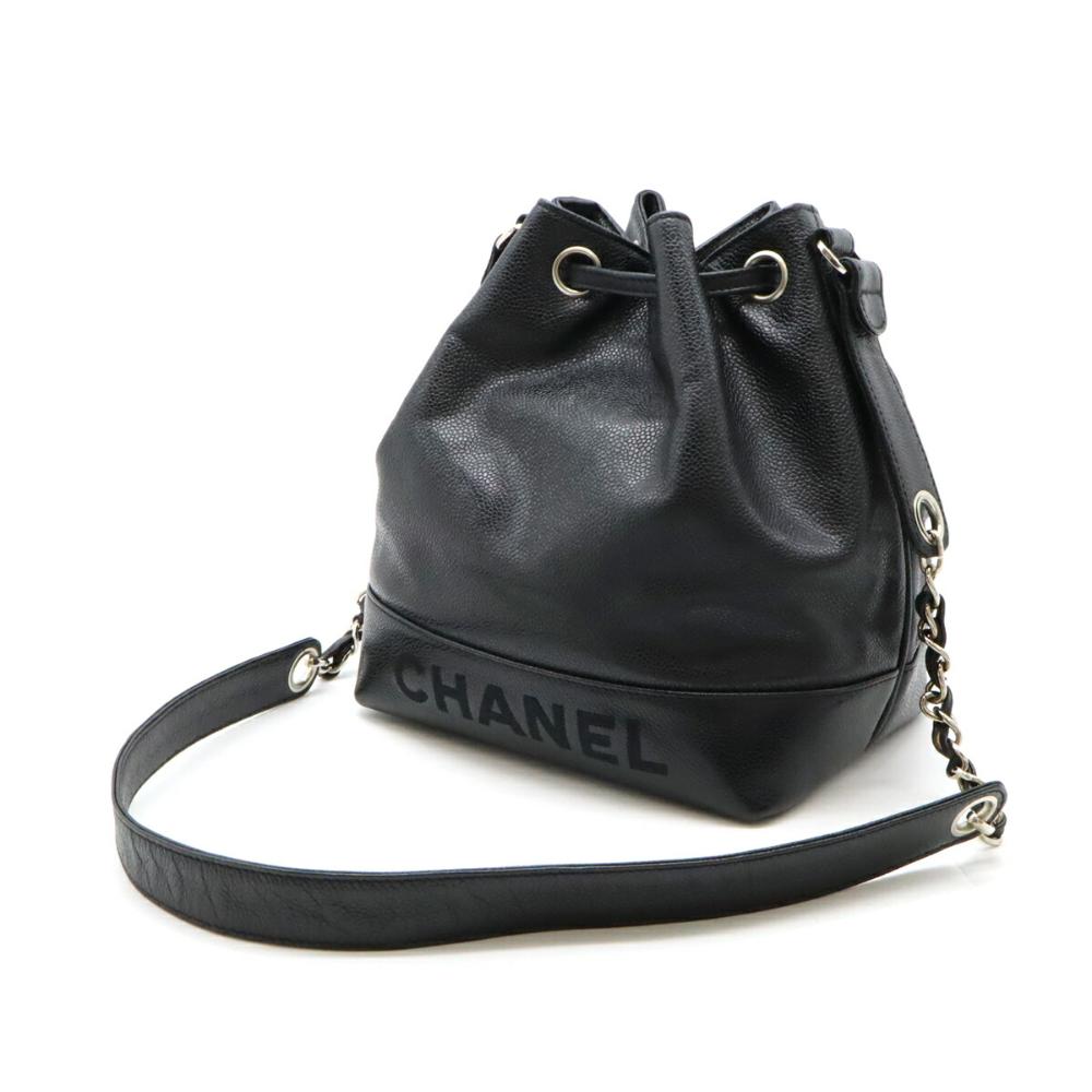 Black Leather Chanel Shoulder Bag