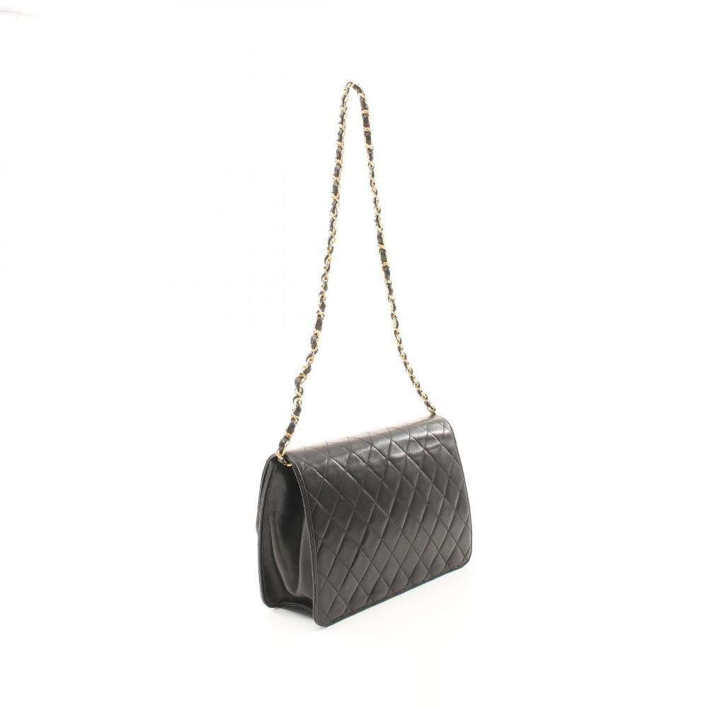 Black Leather Chanel Shoulder Bag