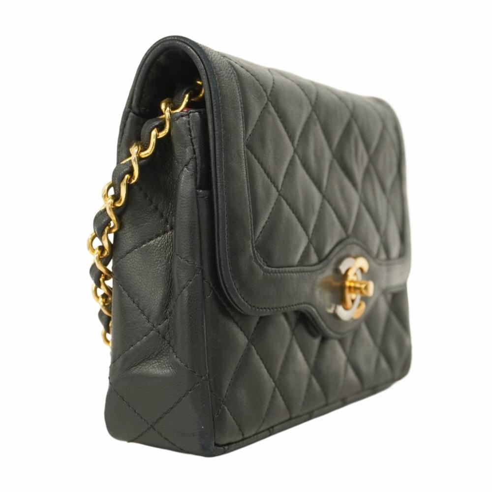 Black Leather Chanel Shoulder Bag