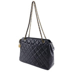 Black Leather Chanel Shoulder Bag