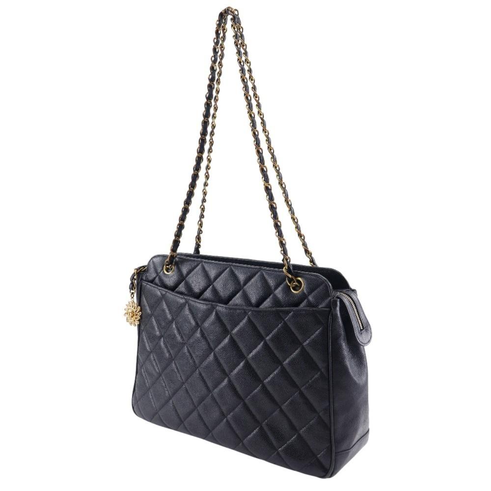 Black Leather Chanel Shoulder Bag