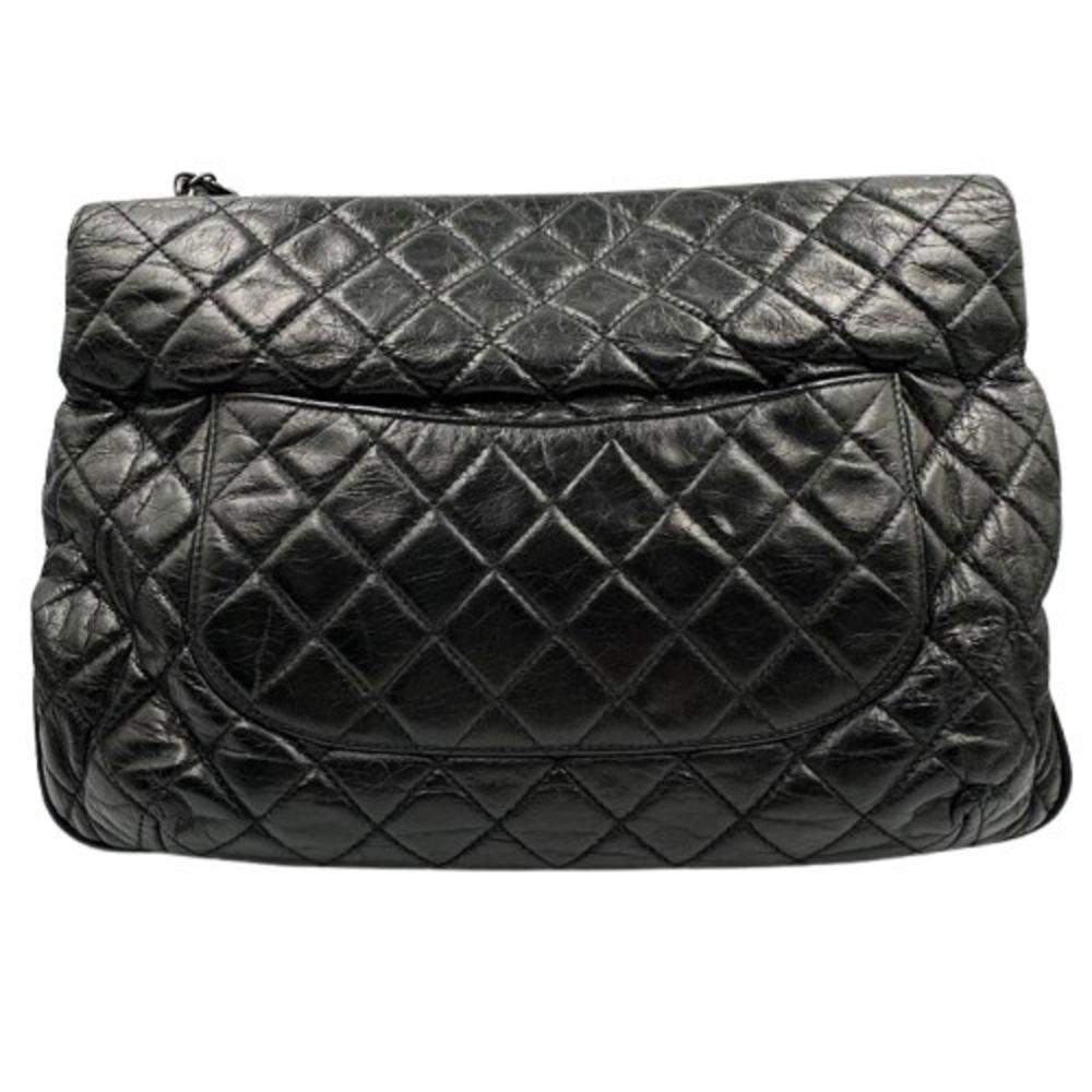 Black Leather Chanel Shoulder Bag