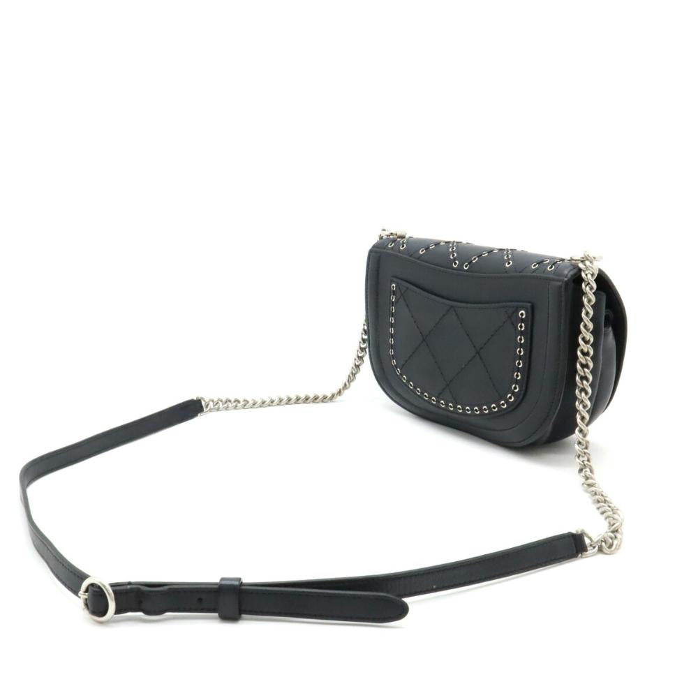 Black Leather Chanel Shoulder Bag