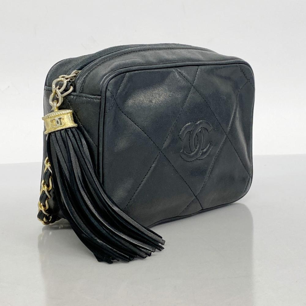 Black Leather Chanel Shoulder Bag