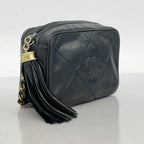 Black Leather Chanel Shoulder Bag