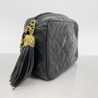 Black Leather Chanel Shoulder Bag