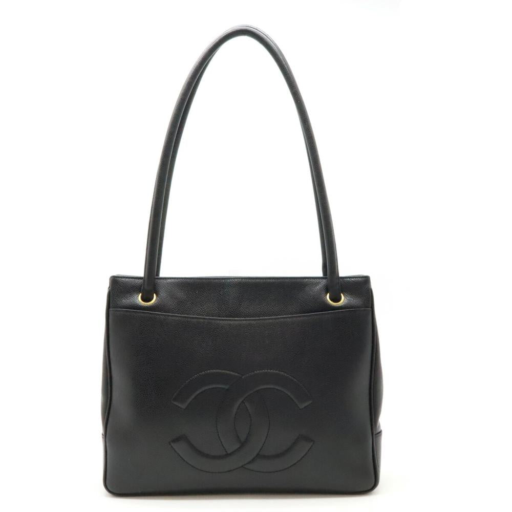 Black Leather Chanel Shoulder Bag