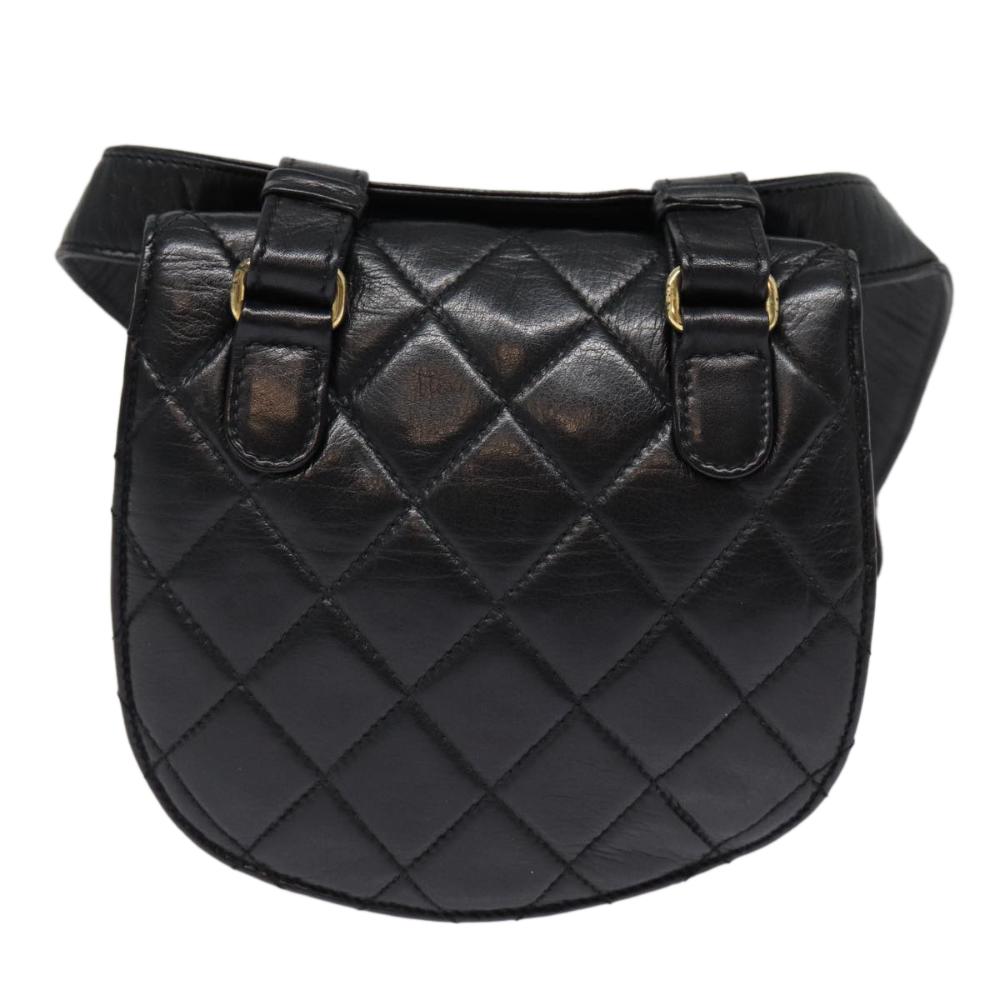 Black Leather Chanel Belt Bag