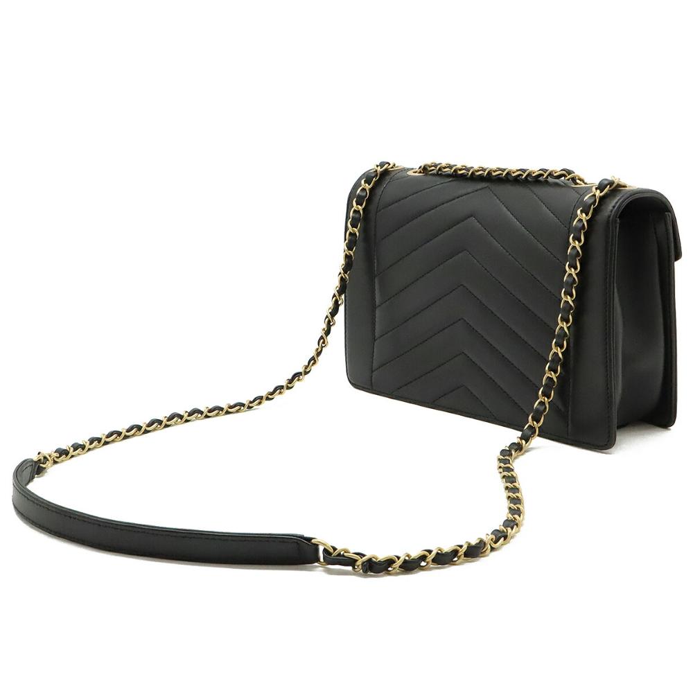 Black Leather Chanel Shoulder Bag