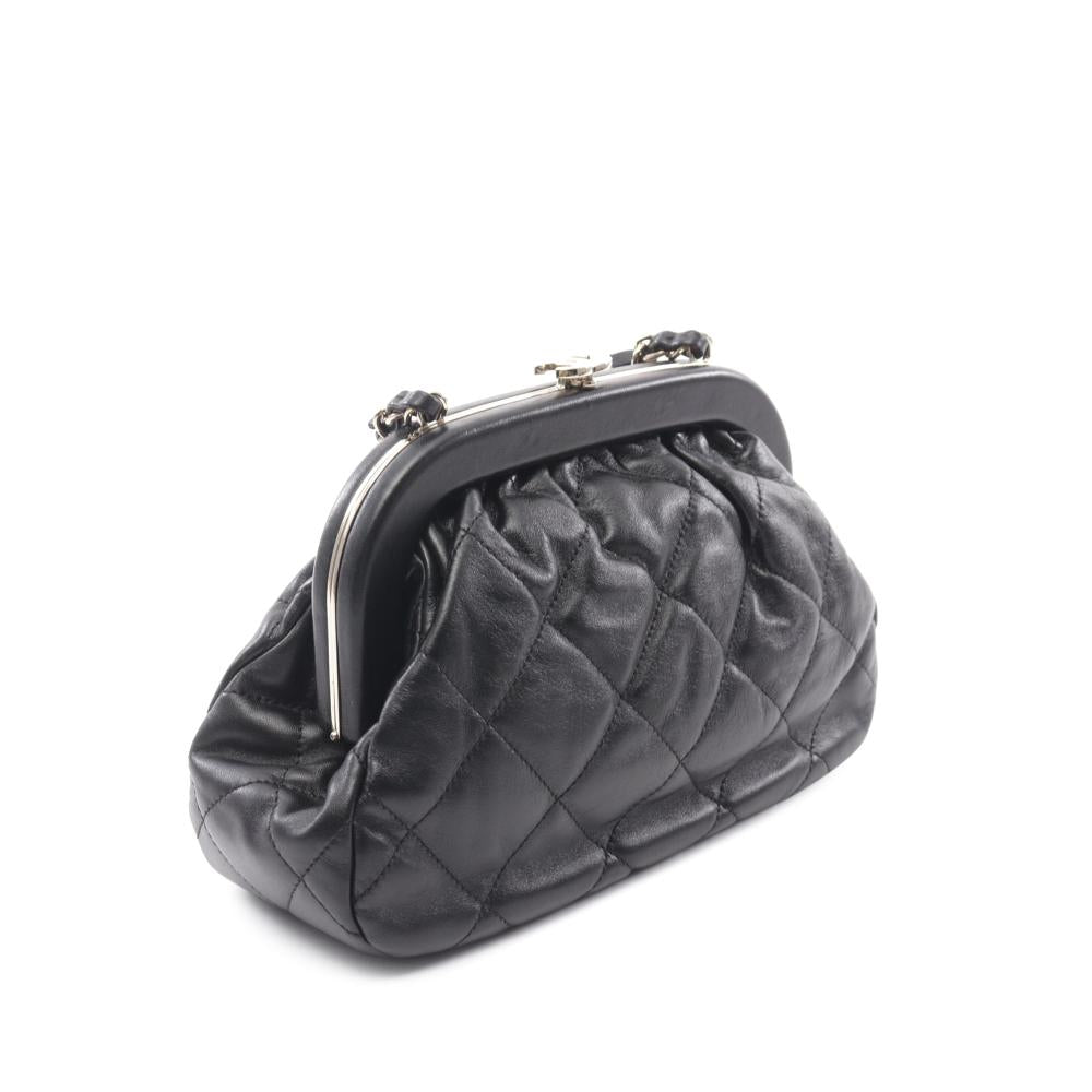 Black Leather Chanel Shoulder Bag