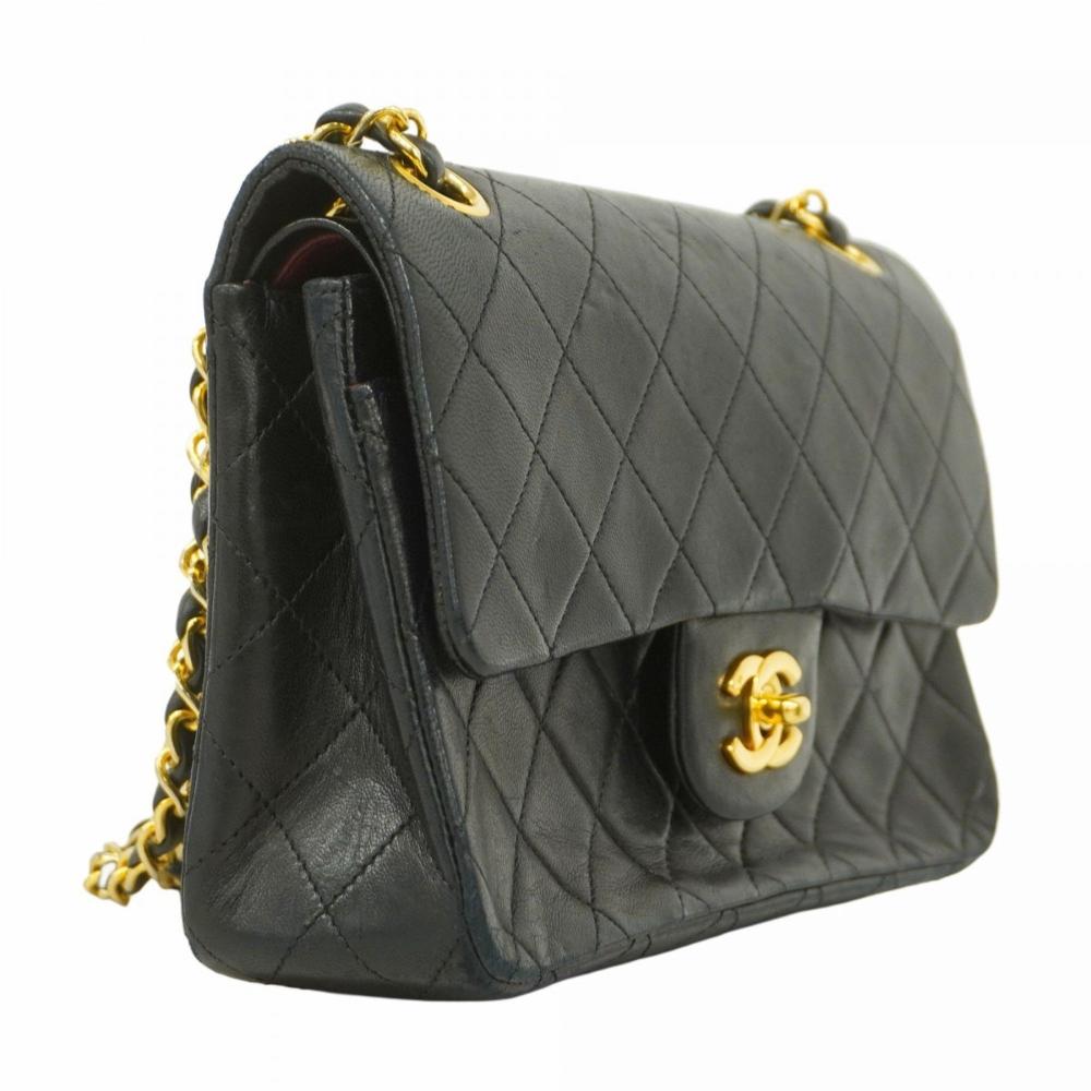 Black Leather Chanel Flap Bag