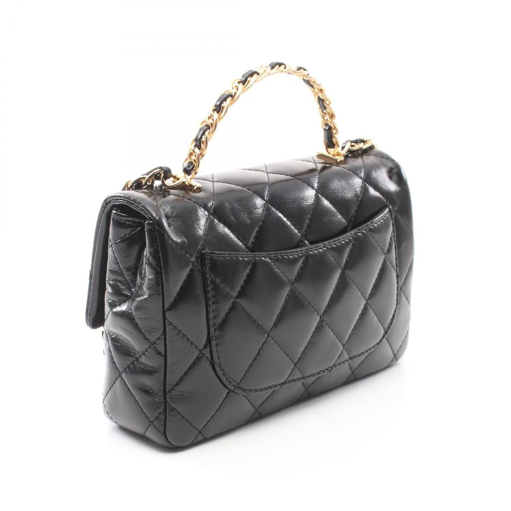Black Leather Chanel Flap Bag