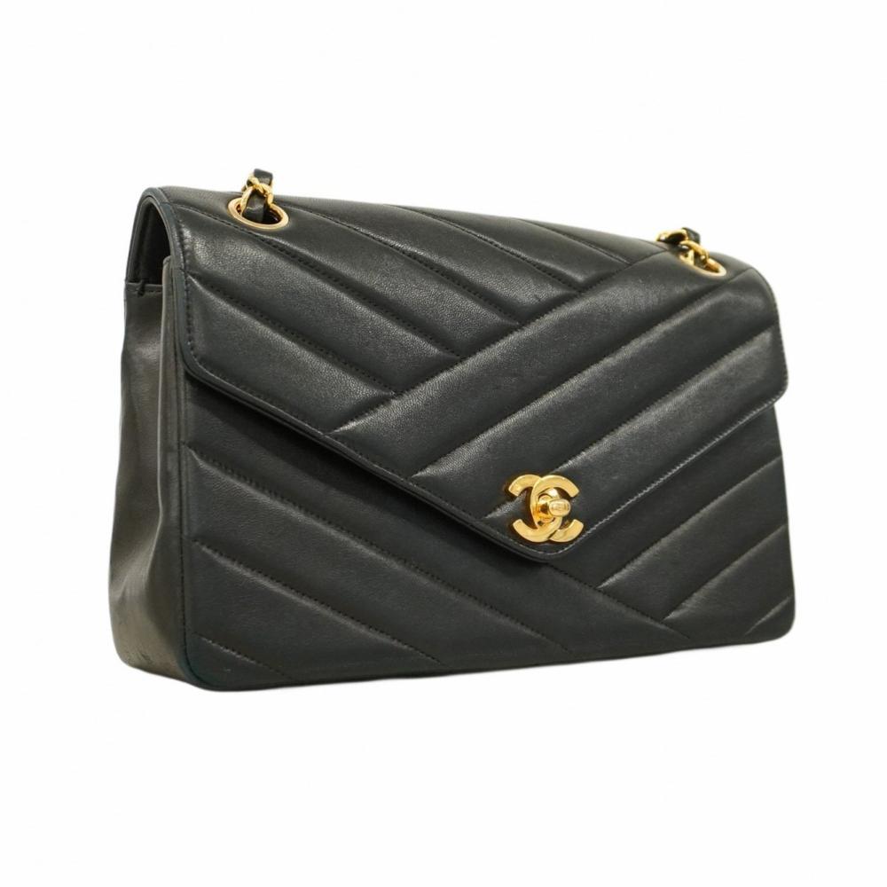 Black Leather Chanel Crossbody Bag