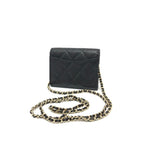 Black Leather Chanel Wallet On Chain