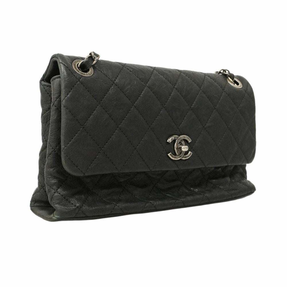 Black Leather Chanel Shoulder Bag