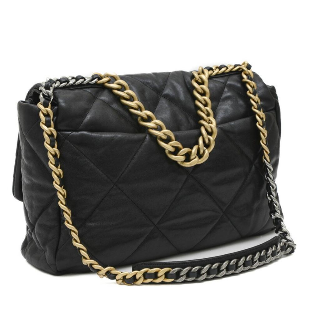 Black Leather Chanel Shoulder Bag