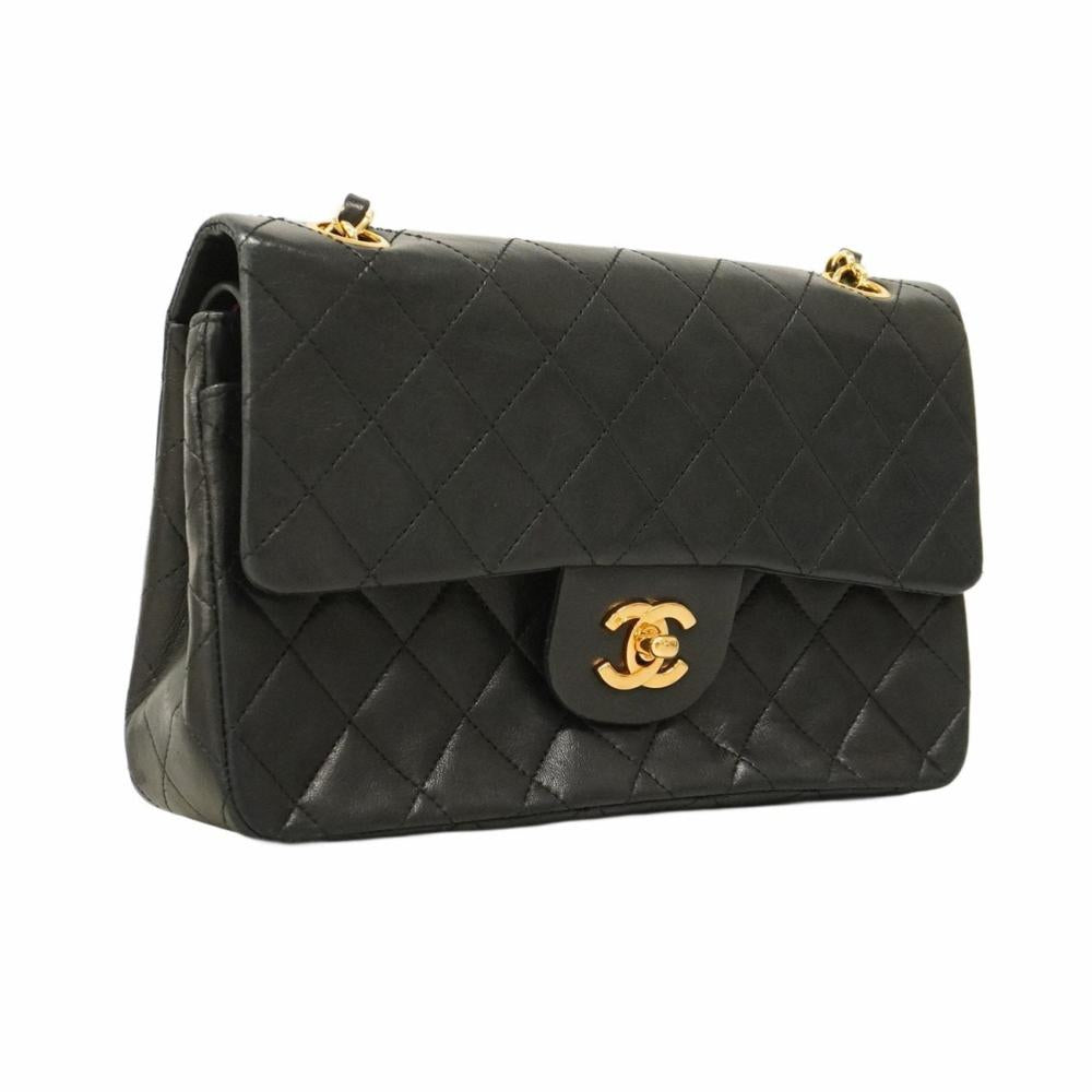 Black Leather Chanel Flap Bag