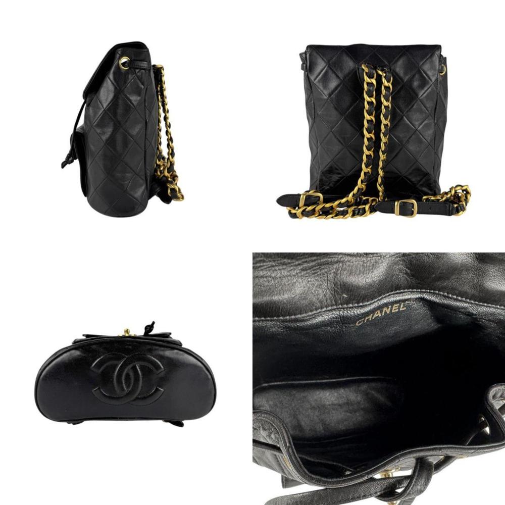 Black Leather Chanel Backpack
