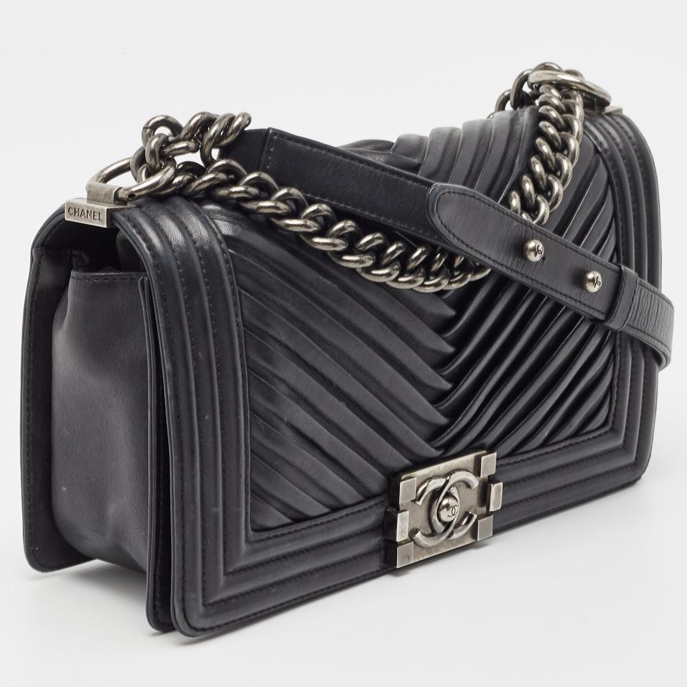 Black Leather Chanel Flap Bag