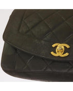 Black Leather Chanel Shoulder Bag