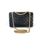 Black Leather Chanel Flap Bag