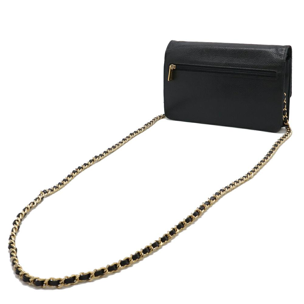 Black Leather Chanel Wallet On Chain