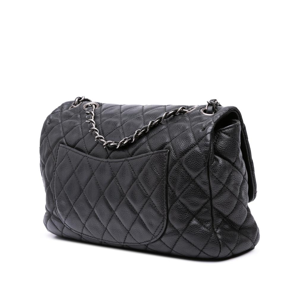 Black Leather Chanel Flap Bag