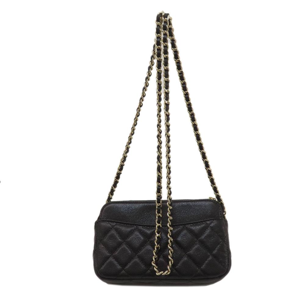 Black Leather Chanel Shoulder Bag