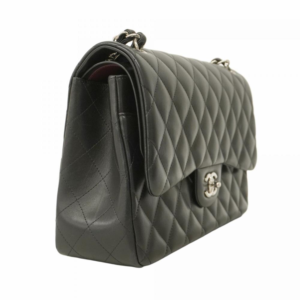 Black Leather Chanel Flap Bag