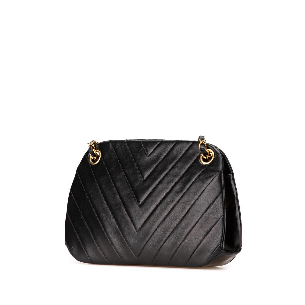 Black Leather Chanel Shoulder Bag