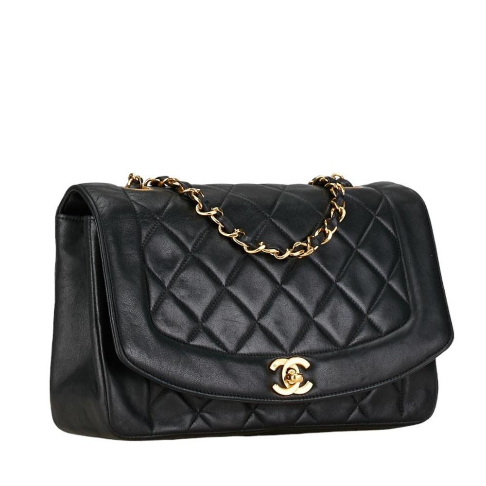 Black Leather Chanel Shoulder Bag